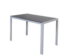 Chicreat Tavolo in alluminio con superficie in polywood, 180 x 90 x 75 cm, argento e nero