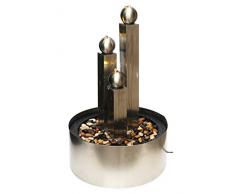 Dehner Gartenbrunnen Colona mit LED Beleuchtung, ca. 85 x 53 x 53 cm, Edelstahl, Silber Fontana da Giardino, Argento