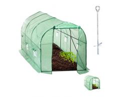 Relaxdays Serra in Telo, Percorribile, con Finestra & Porta, Giardino, ad Incastro, a Tunnel, HLP 200x200x450 cm, Verde, 200 x 200 x 450 cm
