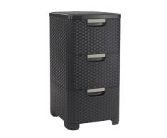 Curver - Cassettiera stile con 3 cassetti da 14 litri, grigio