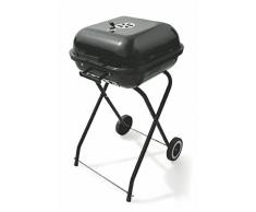 Galileo Casa 2415271 Barbecue con Coperchio e 2 Ruote, Quadrato, 46 x 46 x 82 cm, Acciaio