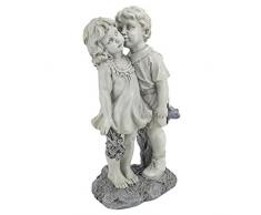 Design Toscano NG30739 Giovani Fidanzatini, Baciare Bambini Giardino Statua, Abbronzatura, 20.5x28x56 cm