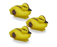 Relaxdays Anatre da Stagno, Anatroccoli, Baby Duck Galleggianti, Plastica, Figure Deco, Laghetto,Giardino, Giallo-Nero