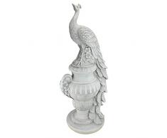 Design Toscano Pavone del Castello di Staverden su UnUrna Statua da Giardino, Pietra Antica, 86.5 cm