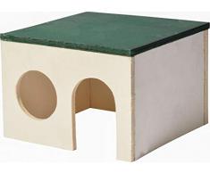 dobar 80006 - Piccola casetta per Criceto con Tetto Piatto, in Legno, 12 x 12 x 8,2 cm, Colore: Verde