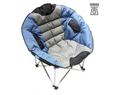Homecall Poltrona pieghevole da campeggio taglia XXL colore grigio/blu