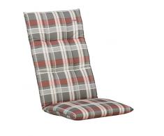 Kettler 0309901-8769 - Cuscino per Sedia Pieghevole, Motivo a Quadretti, 120 x 48 x 8 cm, Colore: Grigio/Rosso