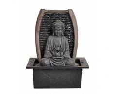 Dehner 4022646 Fontana Zen Buddha con Illuminazione a LED, poliresina, Grigio, 28 x 18 x 21 cm