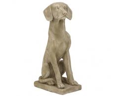 Dehner Statuetta di Cane Seduto, ca. 24 x 16.5 cm, Magnesia, Grigio/Marrone