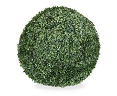 Relaxdays Bosso Artificiale a Sfera, Pianta Decorativa, Resistente alle Intemperie, Diametro 38 cm Colore Verde, 34 cm