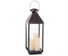 Ldk Garden - Lanterna portacandele a LED in Rame Anticato