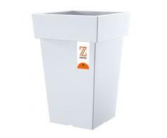 Zanvic Vaso in plastica Modello Classico Quadrato Alto, Misure 24 x 24 x 36 cm di Altezza Bianco 24 x 24 x 36 cm ZA154