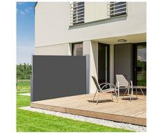 Nemaxx SCA180 Frangivento Tenda Laterale Grigio Tendino 180x300 cm Telaio Grigio cassoneto Grigio