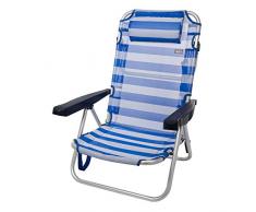 Aktive 53955 - Sedia Pieghevole Multiposizione Alluminio Beach 108x60x82 cm - Blu