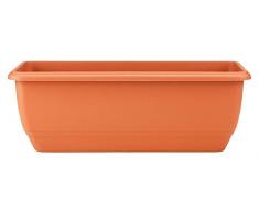 Stewart Balconniere - Vaso da Fiori Rettangolare con sottovaso, 50 cm, Colore Terracotta