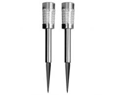 Plaights - Lampada da giardino a energia solare, in acciaio INOX, a LED, impermeabile, on/off, dallalba allalba, per terrazza e giardino