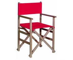 Aranaz – Poltrona regista pieghevole senza vernice tela, colore: rosso