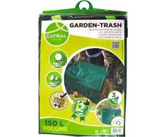 Catral 06020002 Sacco Cestino Giardino + Anello plastica per Ingresso della Borsa 150, Verde, 50 x 50 x 72 cm