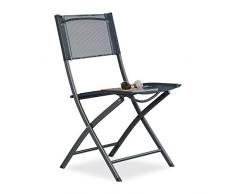 Relaxdays 10020943 Sedia Pieghevole da Balcone Metallo Plastica Seduta da Giardino HxLxP: 87 x 55 x 48,5 cm, Grigio Antracite