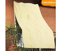 Bakaji Tenda da Sole Telo Parasole in HDPE Resistente Protezione UV 90% per Balcone e Veranda con Anelli di Aggancio Beige (140 x 250 cm)