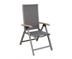 Dehner, Poltrona Pieghevole Colmar, ca. 110 x 59 x 73 cm, textilene/Alluminio/Teak FSC, Antracite