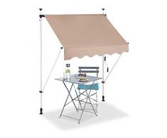 Relaxdays Tenda da Sole, Protezione per Il Balcone, Regolabile, Senza Forare, a Manovella, 150 cm di Larghezza, Beige