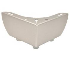 Wagner Mobili Gamba/Piede/tavolo gamba/divano piede divano Wing – Acciaio verniciato a polvere, argento, piastra di fissaggio, 3 Bottoncini, altezza 6 cm, lunghezza 11 cm, per palette Mobili – 12044101