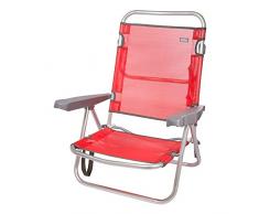 Aktive 53970 - Sedia Pieghevole Multiposizione Alluminio Beach 108x60x78 cm - Rosso