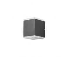 Konstsmide 7991-370 Monza - Lampada da Parete Quadrata per Esterni a LED, 2 x 6 W, con Lente in Acrilico Satinato, Alluminio, IP54, Colore: Antracite
