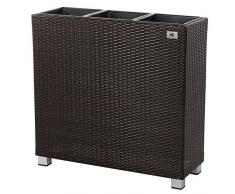 Gartenfreude Secchio per pianta da Giardino in polyrattan con Piedi in Alluminio e 3 Elementi in plastica per Interno ed Esterno, Marrone Bicolor, 76 x 26 x 73 cm (AxLxP)