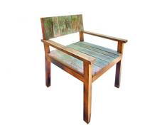 OUTFLEXX Poltrona in Barca da Pesca in Legno Riciclato con braccioli, 58 x 60 x 85 cm
