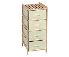 King Home C1513204 Cassettiera 4 Cassetti in Legno e Stoffa Ecru, 35X37X86H