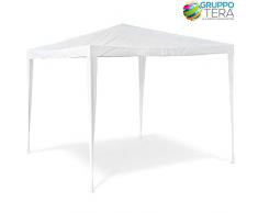 BAKAJI Gazebo 3x3 mt Bianco Struttura Metallo Tenda per Esterno Tetto Antipioggia Idrorepellente