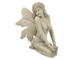 Design Toscano PD1549 Scultura di Fate Il Giardino Incantato, Colleen, off Bianco, 12.5x20.5x21.5 cm