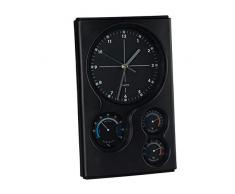 Relaxdays, Nero Stazione Meteo Analogica, Orologio a Parete, Termometro °C/°F, Igrometro, Esterni & Interni, Plastica