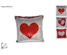 Due Esse DUE12663 Cuscino, Argento/Rosso