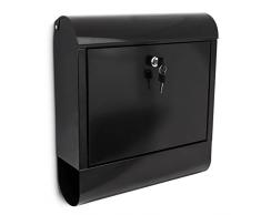 Relaxdays Cassetta Postale con Porta Giornali, 38 X 41.5 X 12 cm, Ferro Nero