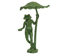 Mr Fredrik Frog Under The Lily Leaf, 43 cm Fontana, Verde Chiaro, 20x15x43 cm