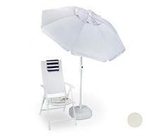 Relaxdays Ombrellone Giardino, Spiaggia, 180 x 180 cm, Premium, Poliestere, Apertura a ventaglio, orientabile, Grigio Antracite