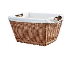 HABAU, Cesto portalegna con Bordo in Metallo e Fodera in Lino, 58 x 42 x 33 cm