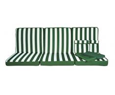 GREENBEE by Stiliac 4 posti Set Cuscino Dondolo 4posti, Rigato Bianco Verde