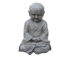 Stone-Lite BO 524 - Statuetta di monaco Shaolin in meditazione, colore grigio chiaro