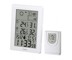 Hama, Stazione Meteo con sensore Esterno EWS-3000, Senza Fili, con Orologio Radio Controllato, Sveglia, termometro, Portata di 30 m, Bianco
