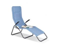 Relaxdays 10023464_45 Lettino Giardino XXL Resistente fino a 150 kg Grande Sdraio da Mare Prendisole Reclinabile Imbottita Blu