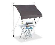 Relaxdays 10023701_773 Tenda da Sole per Balcone a Manovella Regolabile Resistente agli UV Poliestere Larghezza 150 cm Grigio