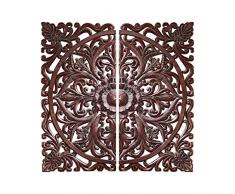 Design Toscano MH23494 Scultura da Parete Architettonica Rosetta Intagliata, Marrone, 2.5x42x84 cm