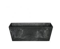 Artstone Vaso da Fiori Contenitore da Balcone Ella, Resistente al Gelo e Leggero, Nero, 55x17x17cm