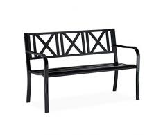 Relaxdays Panca da Giardino in Metallo, 2 Posti, Resistente, Panchina da Balcone HxLxP 81 x 127 x 56 cm, Nero