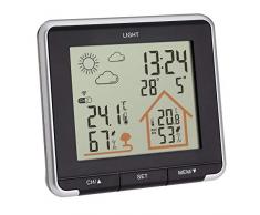 TFA Dostmann - Stazione meteorologica Digitale, con Radio, sensore Esterno, retroilluminazione, Temperatura Esterna e Interna, Nero