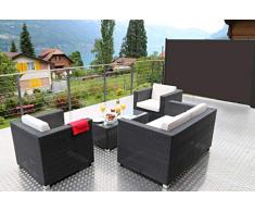 Nemaxx SCA140 Frangivento Tenda Laterale Nero Tendino 140x300 cm Telaio Nero cassoneto Nero